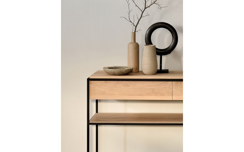 ETHNICRAFT OAK MONOLIT CONSOLE 2 DRAWERS 122x40x85