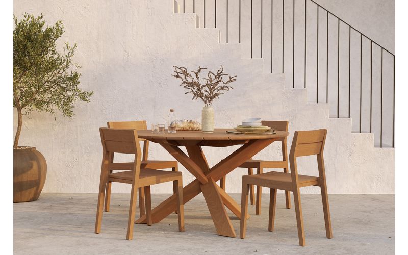 ETHNICRAFT TEAK CIRCLE OUTDOOR DINING TABLE 136