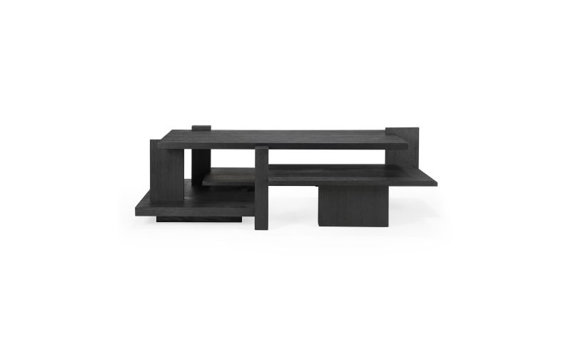 ETHNICRAFT TEAK ABSTRACT BLACK COFFEE TABLE 140