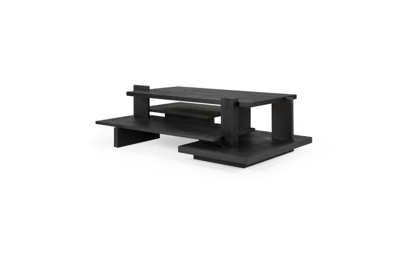 ETHNICRAFT TEAK ABSTRACT BLACK COFFEE TABLE 140