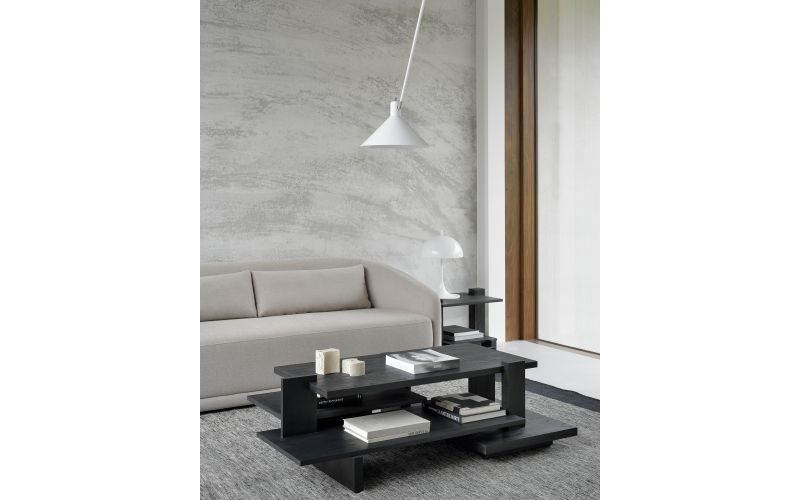 ETHNICRAFT TEAK ABSTRACT BLACK COFFEE TABLE 140