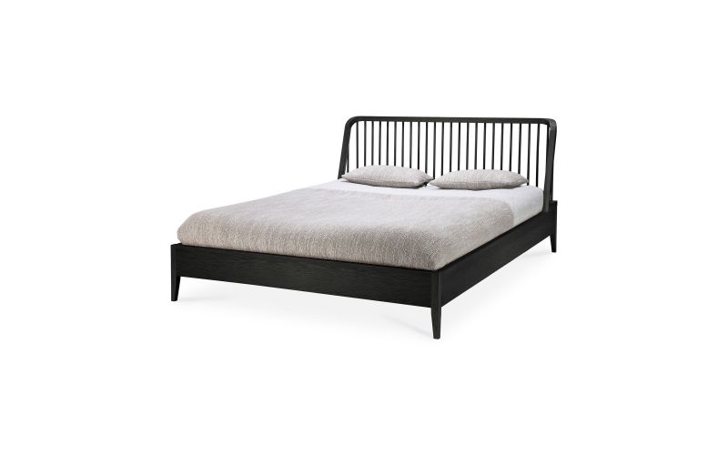 ETHNICRAFT BLACK OAK SPINDLE BED(WITHOUT SLATS)180