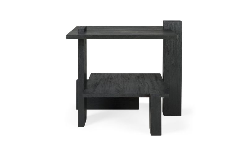 ETHNICRAFT TEAK ABSTRACT BLACK SIDE TABLE 56x52x49