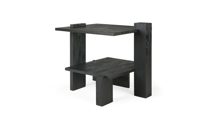 ETHNICRAFT TEAK ABSTRACT BLACK SIDE TABLE 56x52x49