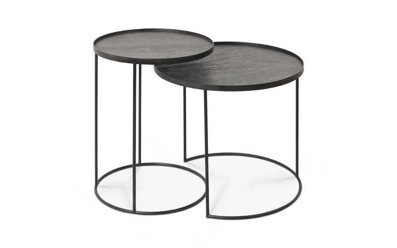 ETHNICRAFT ROUND TRAY SIDE TABLE - SET - S/L
