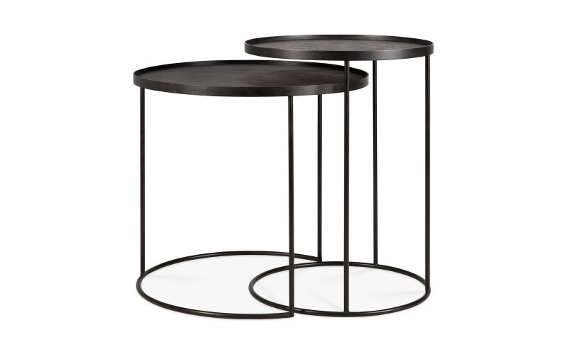ETHNICRAFT ROUND TRAY SIDE TABLE - SET - S/L