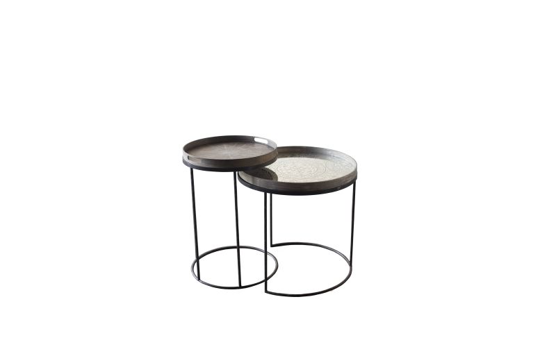 ETHNICRAFT ROUND TRAY SIDE TABLE - SET - S/L