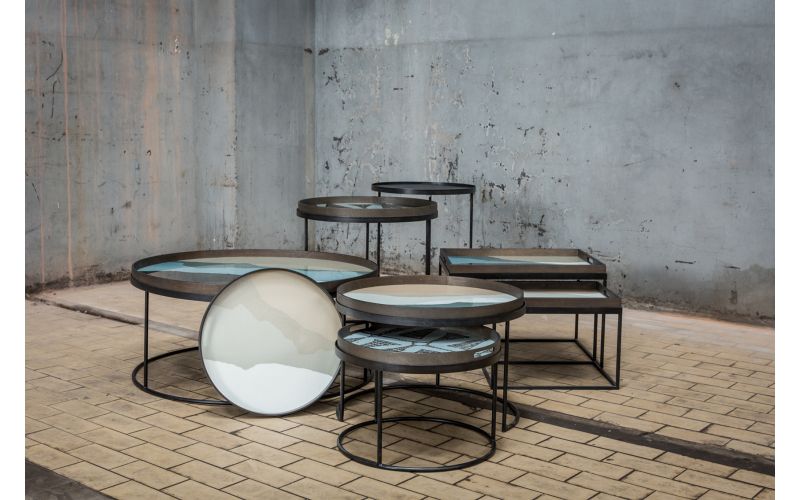 ETHNICRAFT ROUND TRAY SIDE TABLE - SET - S/L