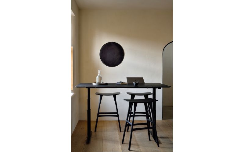 ETHNICRAFT BLACK OAK OSSO BAR STOOL 57x33x80