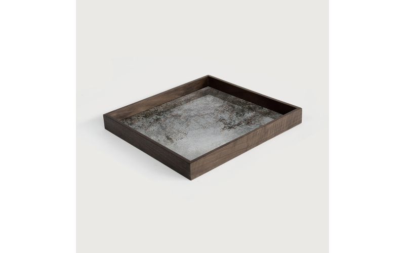 ETHNICRAFT CLEAR MIRROR TRAY - SMALL SQUARE
