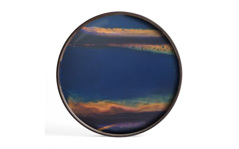 ETHNICRAFT ORGANIC TRAY - GLASS - INDIGO - 48x48x4