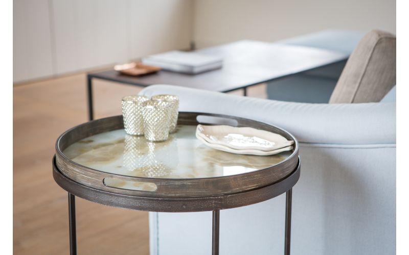 ETHNICRAFT ORGANIC TRAY - GLASS -MIST GOLD 48x48x4