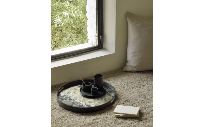 ETHNICRAFT ORGANIC TRAY - GLASS - BLACK - 48x48x4