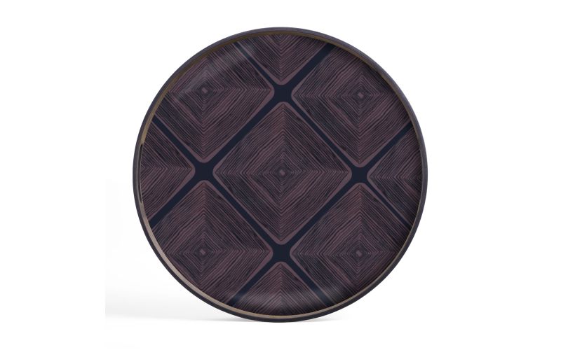 ETHNICRAFT LINEAR SQUARES TRAY- GLASS- MIDNIGHT-48