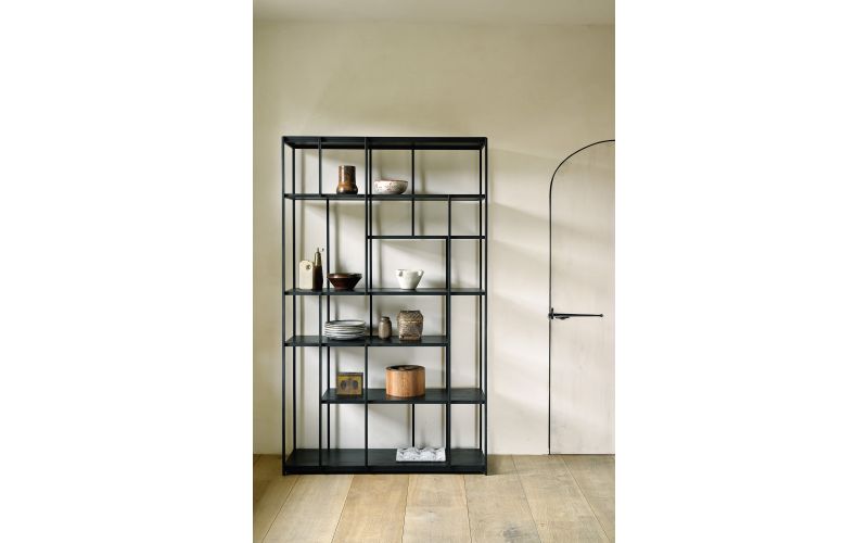 ETHNICRAFT ZWART TEAK STUDIO REK 120x40x205