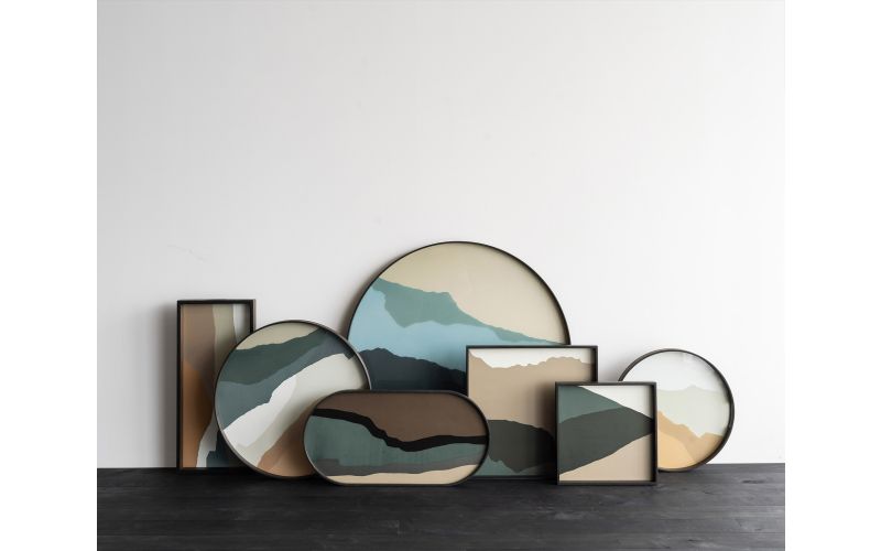 ETHNICRAFT WABI SABI TRAY- GLASS- SLATE- L 61x61x4