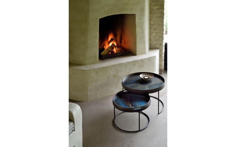 ETHNICRAFT ORGANIC TRAY- GLASS -GRAPHITE-L 61x61x4