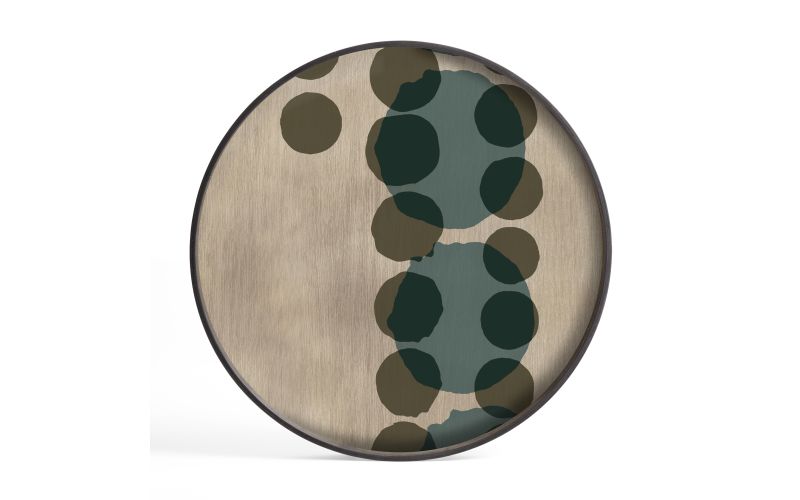 ETHNICRAFT LAYERED DOTS TRAY-GLASS-SLATE-L 61x61x4