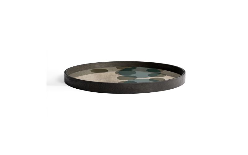 ETHNICRAFT LAYERED DOTS TRAY-GLASS-SLATE-L 61x61x4