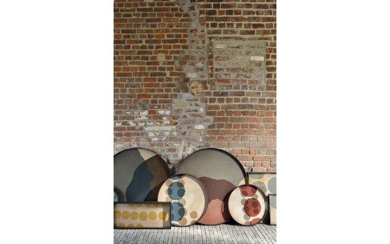 ETHNICRAFT LAYERED DOTS TRAY-GLASS-SLATE-L 61x61x4