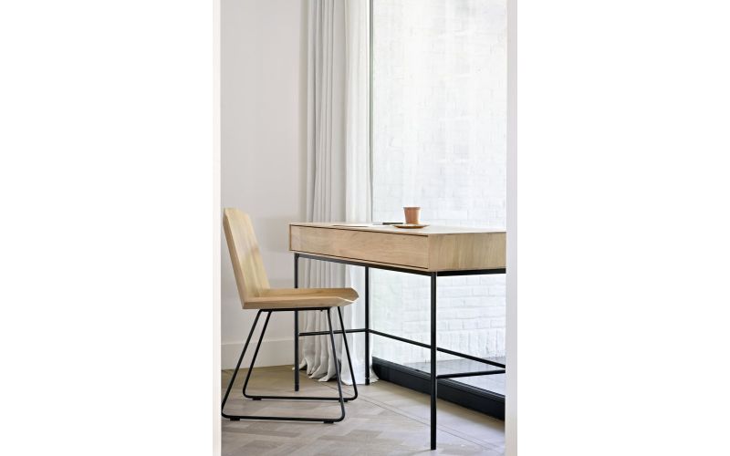 ETHNICRAFT WHITEBIRD BUREAU EIKEN 127X41X77 | 2 PUSH TO OPEN LADES | ZWART METALEN ONDERSTEL 