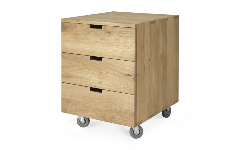 ETHNICRAFT BILLY LADEKAST EIKEN 50X56X66 | 3 ZACHTSLUITENDE LADES 50624