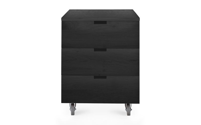 ETHNICRAFT BILLY LADEKAST | ZWART GEKLEURD EIKEN 50X56X66 | 3 ZACHTSLUITENDE LADES