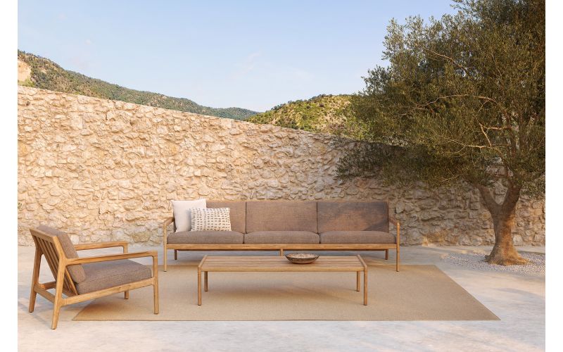 ETHNICRAFT JACK OUTDOOR BANK TEAK | MOCHA KUSSEN | 3-ZITS | ZITHOOGTE  40 CM | 265X90X73