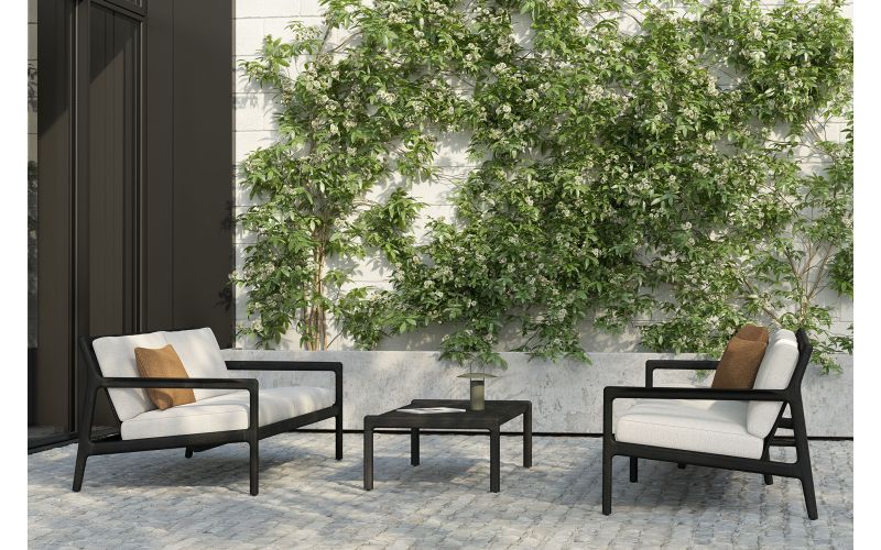 ETHNICRAFT JACK OUTDOOR BANK TEAK BLACK - OFF WHITE FABRIC 265X90X73 10233