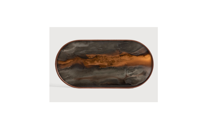  ETHNICRAFT BRONZE ORGANIC TRAY - MEDIUM OBLONG