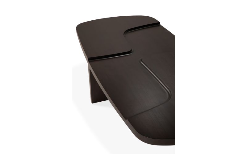 BRUTALIST COFFEE TABLE - VARNISHED MAHOGANY 