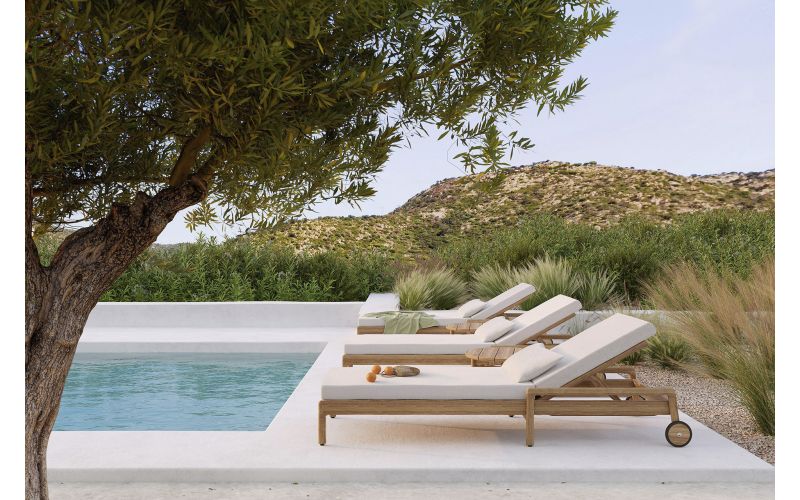 ETHNICRAFT JACK OUTDOOR VERSTELBAAR LIGBED | TEAK OFF WHITE 84D/216B/34H CM  | 10331