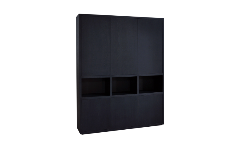 Vakkenkast eiken rustiek 6drs 3vaks PUUR 6drs 3vaks dubbelwandig 4cm/ kast 2delen 230x183x40 