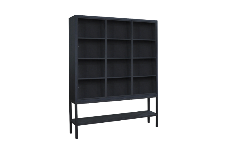 Design Dune Glaskast met zwart stalen onderstel