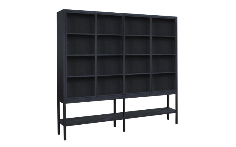 Design Dune Glaskast met zwart stalen onderstel