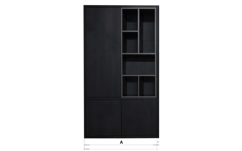 Deel kast 3drs-1drs glas versprongen (uit 1geheel) 230x125x40