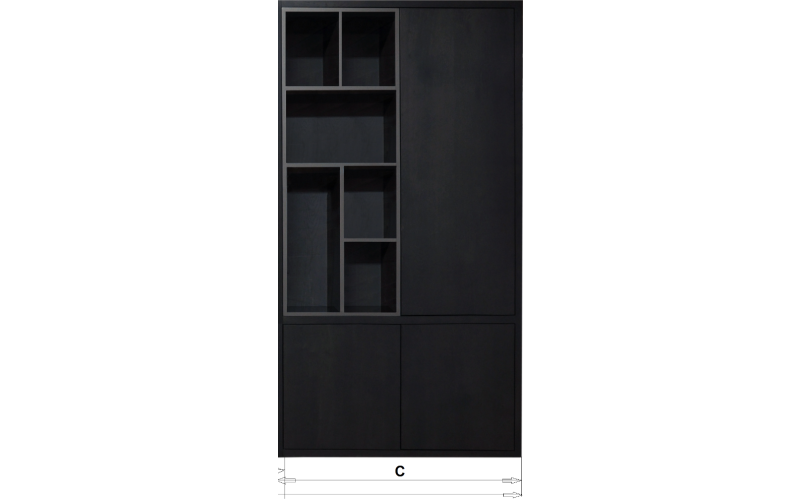 Deel kast 3drs-1drs glas versprongen (uit 1geheel) 230x125x40