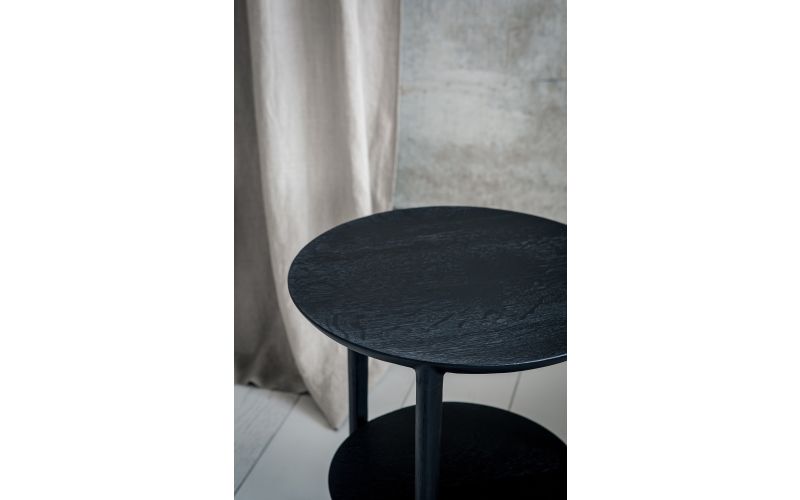 ETHNICRAFT BLACK OAK BOK SIDE TABLE 43x43x50