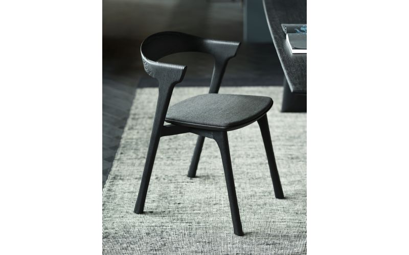 ETHNICRAFT BLACK OAK BOK DINING CHAIR - BLACK FABRIC 51485