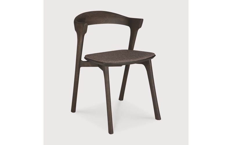 ETHNICRAFT  OAK BOK CHAIR 51484VARNISHED BROWN , BROWN FABRIC  50x54x76