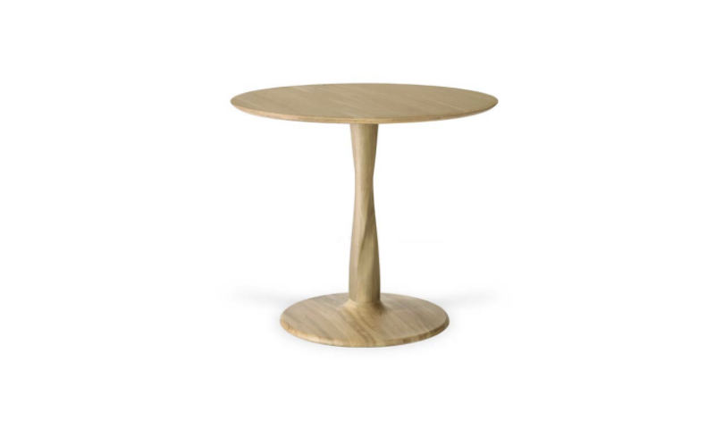 Torsion dining table varnished oak round low 