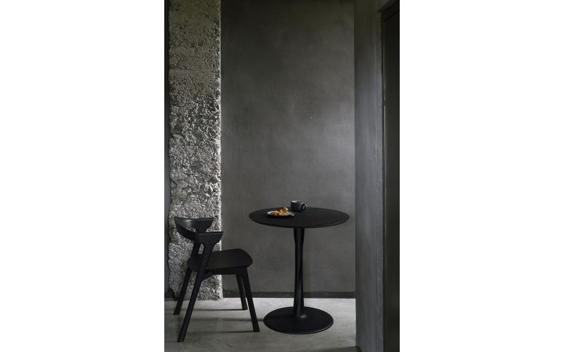 TORSION DINING TABLE - VARNISHED OAK BLACK - LOW- ROUND 70 X 70 X 69