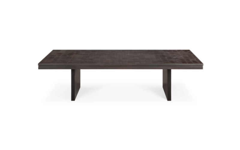 Grooves coffee table - varnished teak - off black