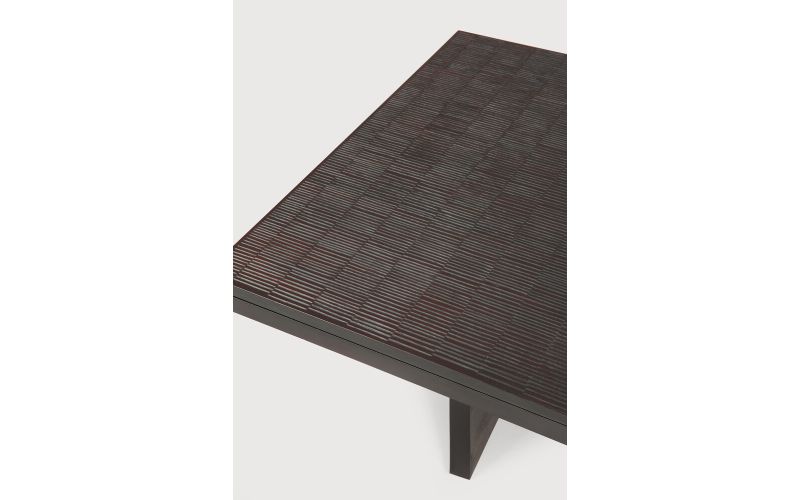 Grooves coffee table - varnished teak - off black