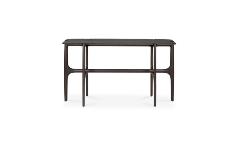 PI console - varnished teak - dark brown - 6 legs