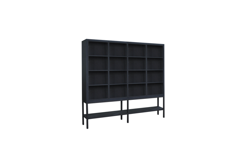  Glaskast eiken rustiek STOER 4drs metaal / op metalen frame +onderblad  230x 241x40 EGK133