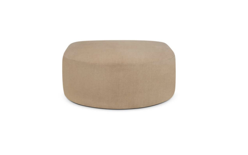 Bulky semi-circle footstool - Light Sepia fabric 