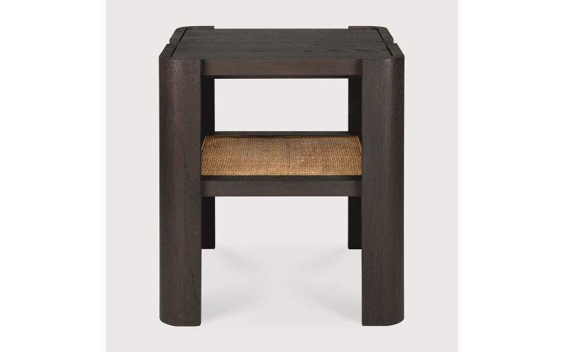 Panel side table varnished teak dark brown