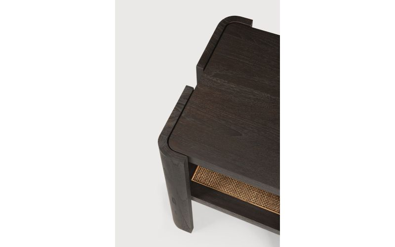 Panel side table varnished teak dark brown