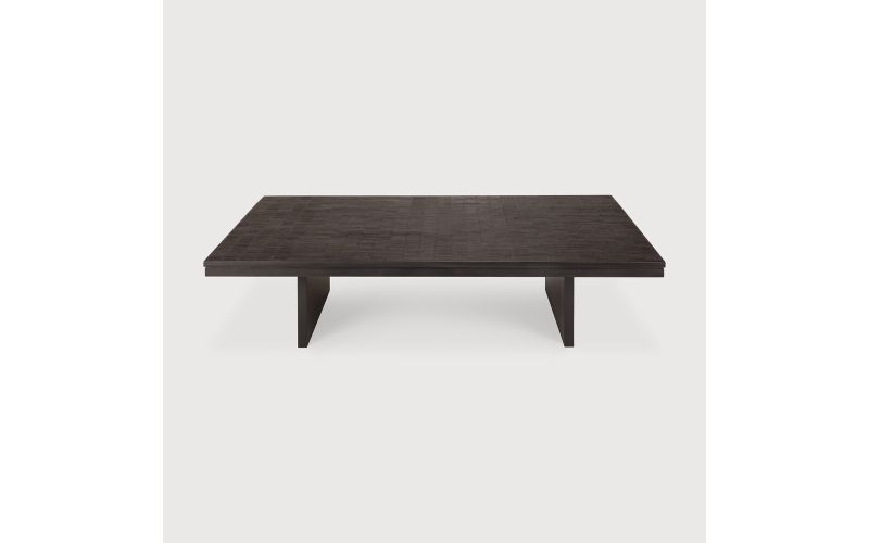 GROOVES COFFEE TABLE - VARNISHED TEAK - OFF BLACK - RECTANGULAR 140 x 110 x 34	     12256